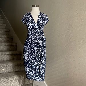 Mark & Ro Sz XS blue and white wrap dress